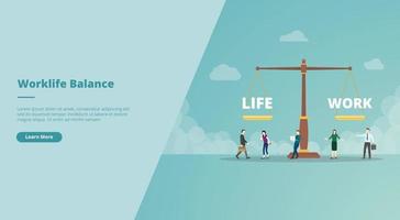 work life balance on scale concept for website landing vector