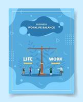 work life balance on scale concept for template of banners, flyer vector