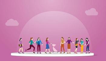 feminism concept with woman girl standing together vector