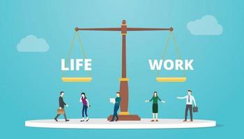 work life balance on scale concept with modern flat style vector