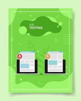 AB testing ui wire frameon laptop compared for template of banners vector