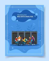 technology big data analysis people sitting discussion vector