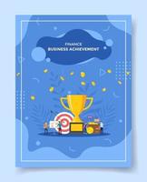 finance business achievement people around trophy target vector