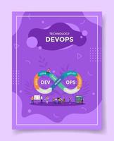 tecnología devops personas alrededor de devops cadena de flechas vector