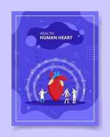 health human heart people doctor nurse standing around vector