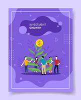 investment growth people standing around plant coin vector