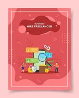 business hire freelancer people around smartphone vector