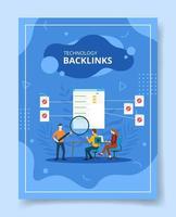 tecnología backlinks personas lupa documento de datos vector