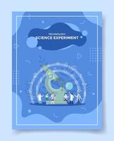 technology science experiment people scientist front big microscope vector