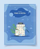 travel find a hotel people around smartphone map pointer vector