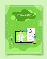 ophthalmologist on screen display showing alphabet vector