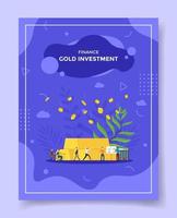 gold investment financial concept for template of banners, flyer vector