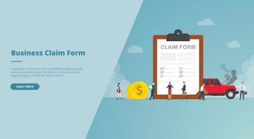 claim form on the clipboard concept for website design vector