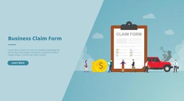 formulario de reclamación en el concepto de portapapeles para el diseño de sitios web vector