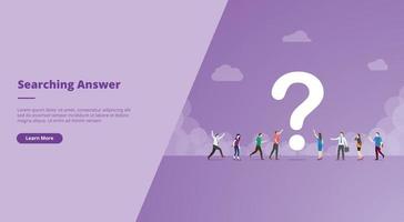 searching or search for answers concept for website design vector