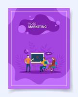 Video marketing man present on projector screen vector