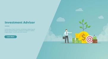 investment advisor concept for website landing homepage vector