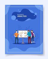 Diagrama de gráfico analítico de personas de análisis de negocios en pantalla vector