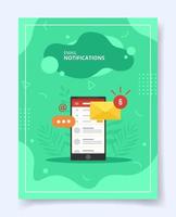 email notification on smartphone for template of banners vector