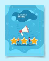 customer rating people standing among star shape vector