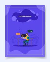 programming man development software apps on computer vector