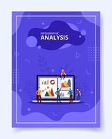 Diagrama de gráfico analítico de personas de análisis infográfico en portátil vector