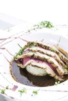 Roast beef modern fusion gourmet food cuisine meal photo