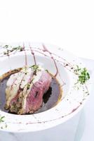 Roast beef modern fusion gourmet food cuisine meal photo