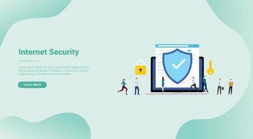 internet security and data digital protection for website template vector