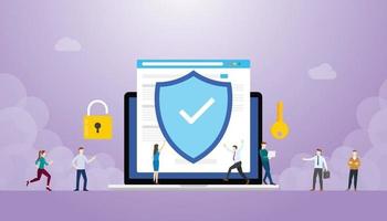 internet security concept with browser and people vector