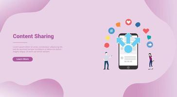 mobile sharing content media concept for website template vector