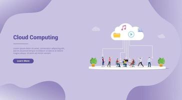 cloud computing technology file saving for website template vector