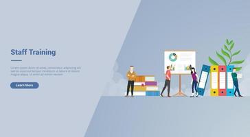 Staff Training campaign concept for website template landing vector