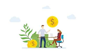 financial consultation concept with man and woman female discussion vector