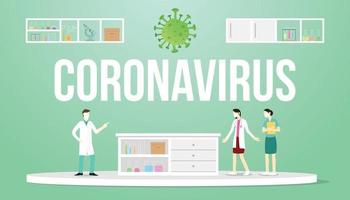concepto de coronavirus con médico y enfermera con sistema de atención médica vector