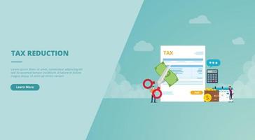 tax deduction or reduction for website design template vector