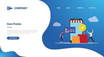 earn points business people reward concept for website template vector