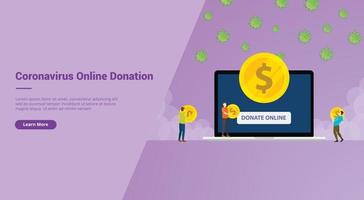 concepto de campaña de donación en línea del virus corona vector