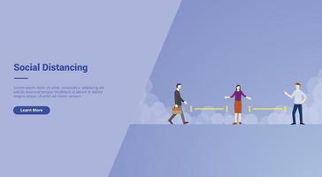 Social Distancing campaign concept for website template landing vector