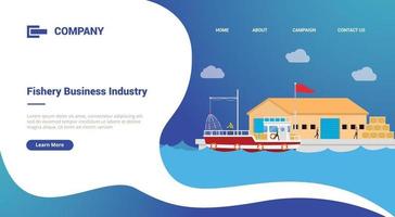 fishery and warehouse port for website template or landing homepage vector