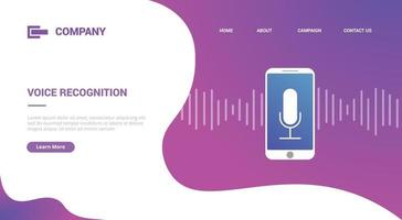 voice recognition technology with smartphone and sound wave vector