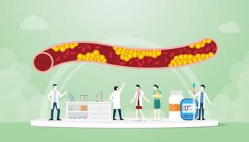 cholesterol in human vein with team people doctor analyze vector