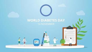 concepto del día mundial de la diabetes el 14 de noviembre con médico de personas vector