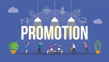 promotion business concept with people and big text word vector