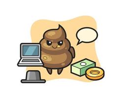 Mascot Illustration of poop as a hacker vector