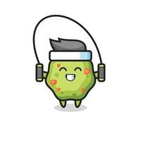 puke character cartoon with skipping rope vector