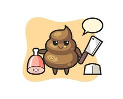 Illustration of poop character as a butcher vector