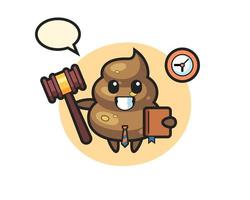 Mascot cartoon of poop as a judge vector