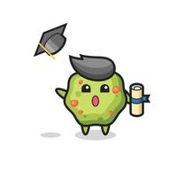 Illustration of puke cartoon throwing the hat at graduation vector