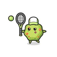 Cartoon character of puke as a tennis player vector